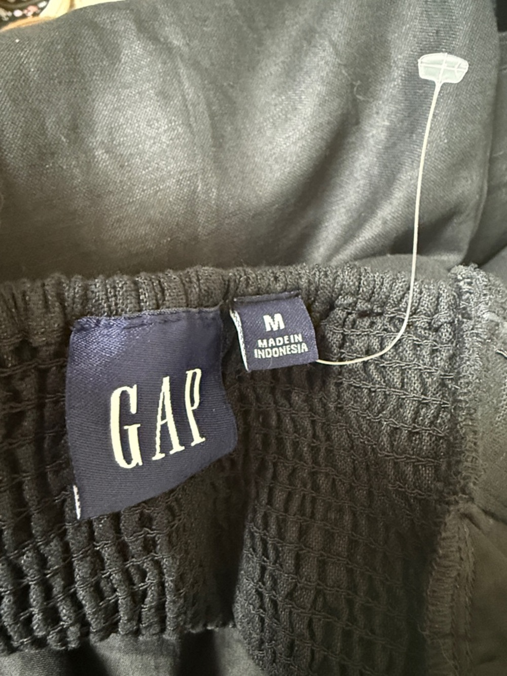 Gap Black Linen Cotton Cargo Jumpsuit Wide Leg Strapless Women’s Medium NEW - Picture 11 of 11